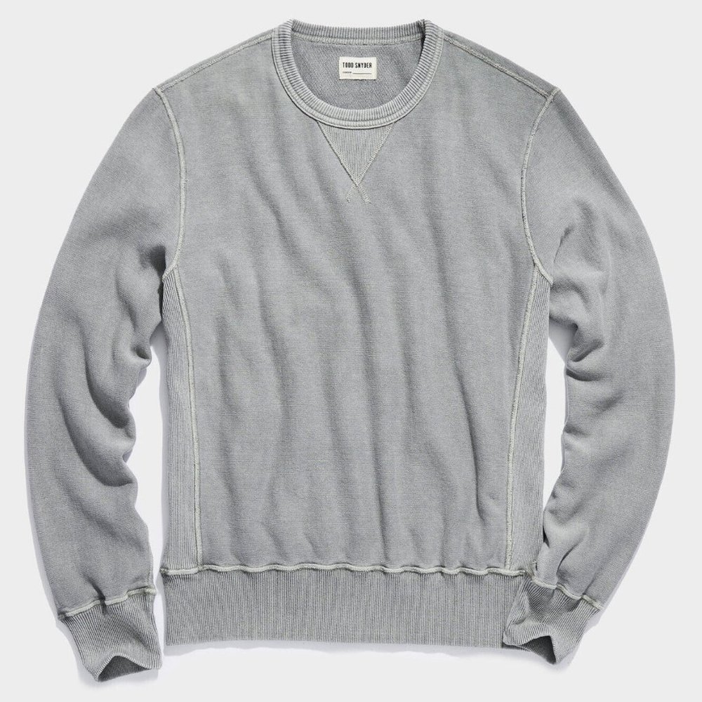Garment Dyed Crew Sweatshirt in Silver Grey Size Large Made in Canada